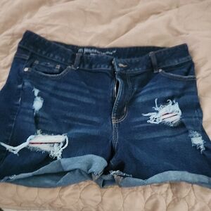 Women's Distressed Denim Shorts - Blue